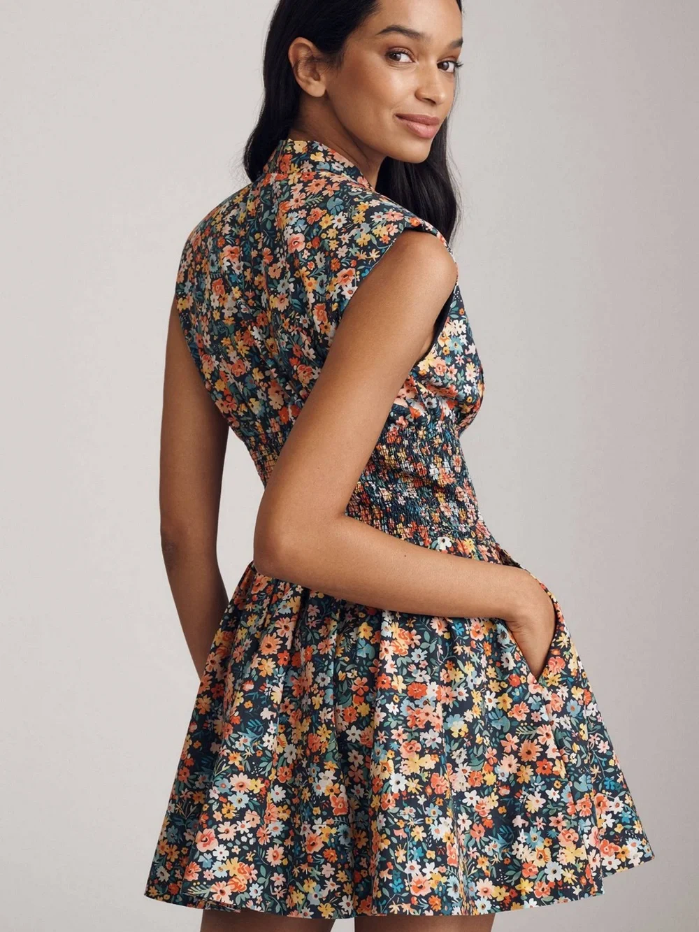 Anthropologie Navy Floral Print Blouse - Picture 2 of 5
